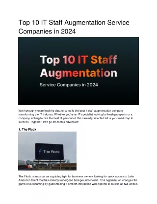 Top 10 IT Staff Augmentation Service Companies in 2024