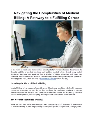 Navigating the Complexities of Medical Billing: A Pathway to a Fulfilling Career