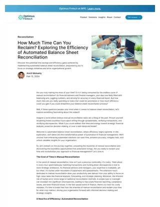 Automated Balance Sheet Reconciliation - Optimus fintech