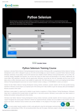 Lets join the Best python selenium course - 4achievers