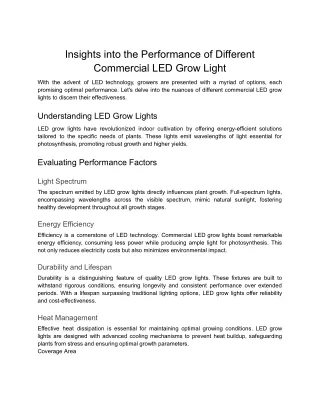 Insights into the Performance of Different Commercial LED Grow Light (1)