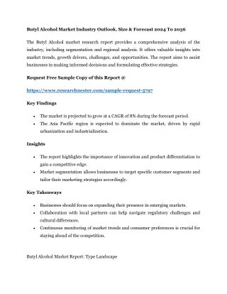 Butyl Alcohol Market Industry Outlook, Size & Forecast 2024 To 2036