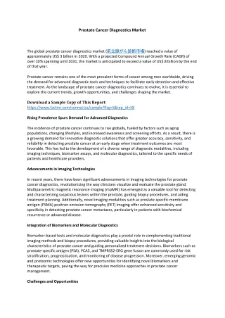 Prostate Cancer Diagnostics Market Insights, Future Trends, Growth estimation