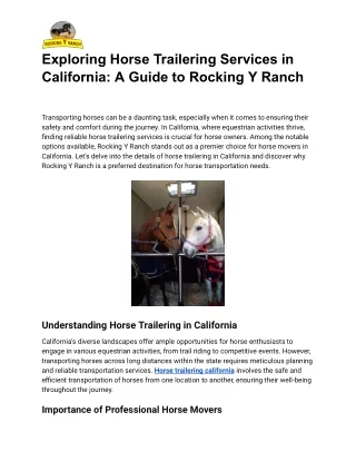 Exploring Horse Trailering Services in California_ A Guide to Rocking Y Ranch