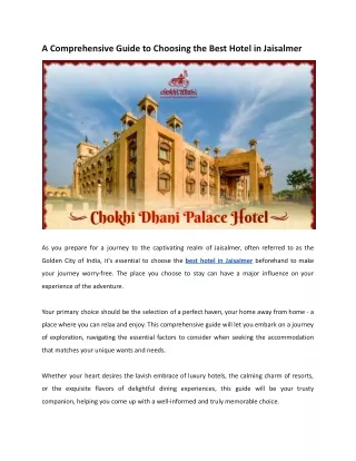 A Comprehensive Guide to Choosing the Best Hotel in Jaisalmer.docx