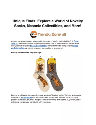 Unique Finds: Explore a World of Novelty Socks, Masonic Collectibles, and More!