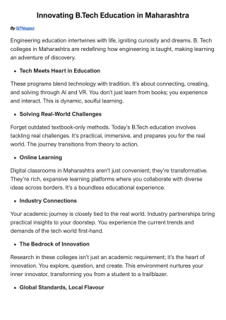 Innovating B.Tech Education in Maharashtra