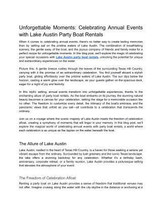 Unforgettable Moments_ Celebrating Annual Events with Lake Austin Party Boat Rentals