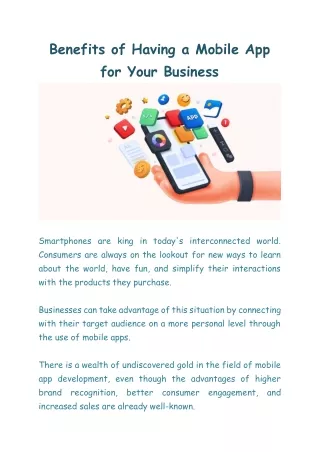 Benefits of Having a Mobile App for Your Business