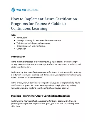 How to Implement Azure Certification Programs for Teams A Guide to Continuous Learning