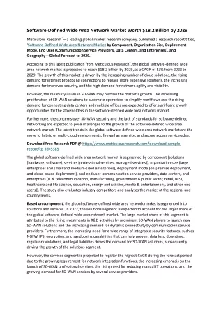 Software-Defined Wide Area Network Market by Size, Share, Growth and Forecast