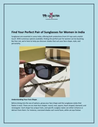 Find Your Perfect Pair of Sunglasses for Women in India