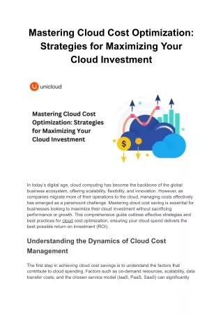 Mastering Cloud Cost Optimization