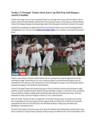 Turkiye Starts Euro Cup 2024 Prep with Hungary, Austria Friendlies