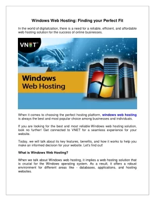 Windows Web Hosting Finding your Perfect Fit