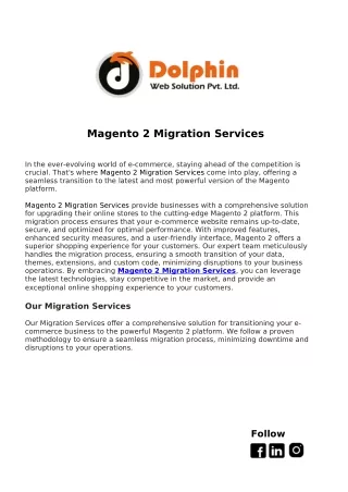 Magento 2 Migration Services