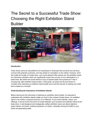 The Secret to a Successful Trade Show: Choosing the Right Exhibition Stand Build