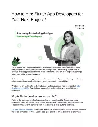 How to Hire Flutter App Developers for Your Next Project?