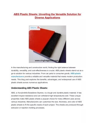 ABS Plastic Sheets_ Unveiling the Versatile Solution for Diverse Applications