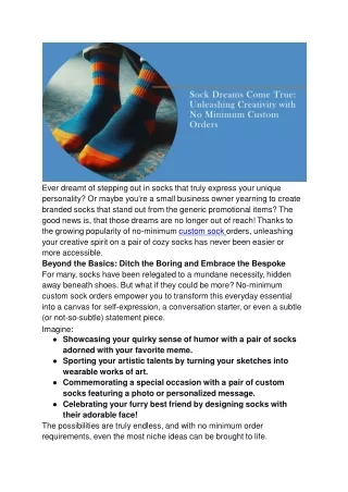 Sock Dreams Come True_ Unleashing Creativity with No Minimum Custom Orders