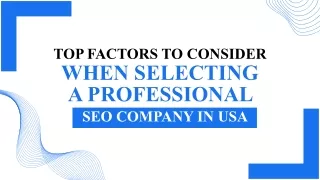 Choosing the Best Professional SEO Company in the USA: Key Factors to Consider