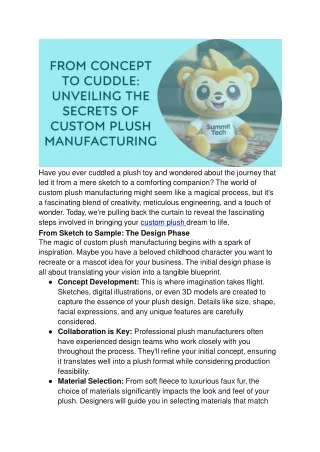 From Concept to Cuddle_ Unveiling the Secrets of Custom Plush Manufacturing