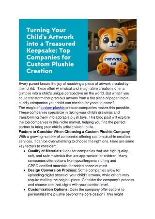 Turning Your Child's Artwork into a Treasured Keepsake_ Top Companies for Custom Plushie Creation