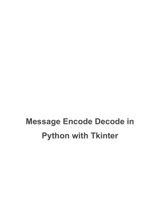 Message Encode Decode in Python with Tkinter