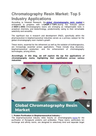 Chromatography Resin Market: Top 5 Industry Applications