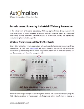 Transformers Powering Industrial Efficiency Revolution