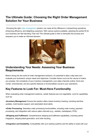 The Ultimate Guide Choosing the Right Order Management Solution for Your Business