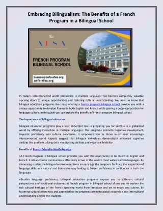 French program bilingual school