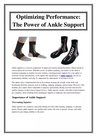 Optimizing Performance The Power of Ankle Support