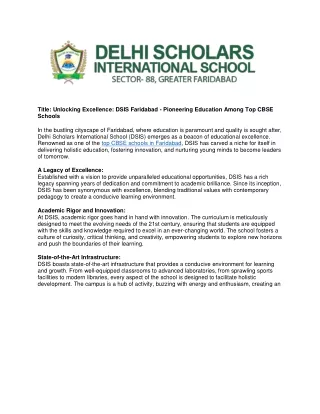 Pioneering Education Among Top CBSE Schools