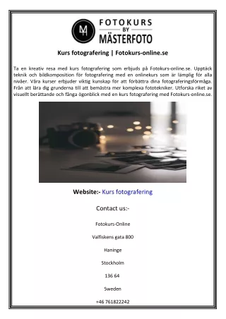 Kurs fotografering  Fotokurs-online.se