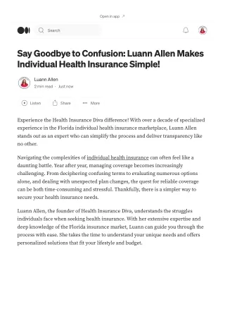 Luann Allen Makes Individual Health Insurance Simple!