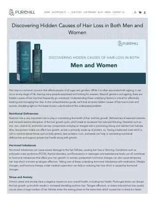 Exploring Unseen Reasons for Hair Loss in Men and Women