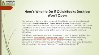 How to Fix QuickBooks Desktop Won't Open Issue Quickly
