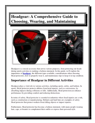 Headgear A Comprehensive Guide to Choosing Wearing and Maintaining