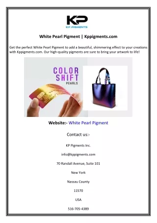 White Pearl Pigment  Kppigments.com