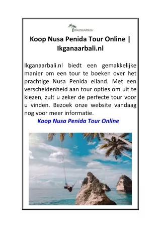 Koop Nusa Penida Tour Online  Ikganaarbali.nl