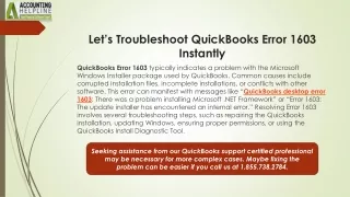 Effective Solutions for QuickBooks Desktop Error 1603