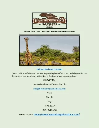 African Safari Companies | Beyondtheplainssafaris.com