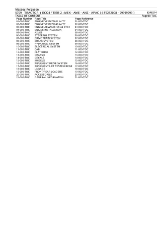 Massey Ferguson 5709 TRACTOR (ECO4  TIER 2) (F5252008 - 99999999) Service Parts Catalogue Manual (Part Number  6246214)