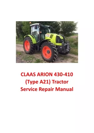 CLAAS ARION 430-410 (Type A21) Tractor Service Repair Manual