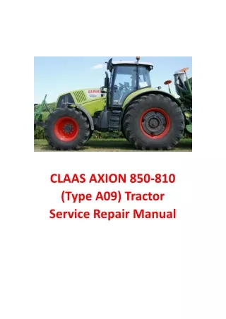 CLAAS AXION 850-810 (Type A09) Tractor Service Repair Manual