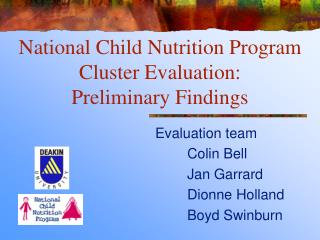 National Child Nutrition Program Cluster Evaluation: Preliminary Findings