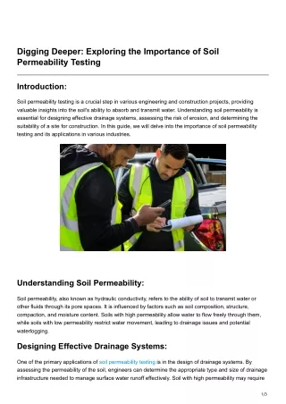 Digging Deeper Exploring the Importance of Soil Permeability Testing