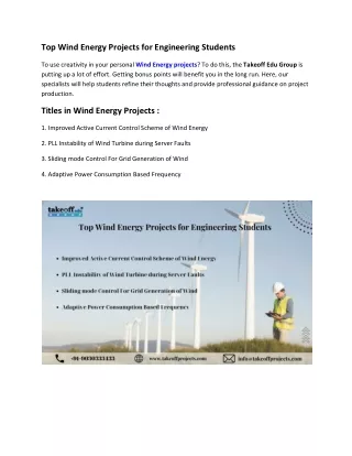 Top Wind Energy Projects for Engineering Students