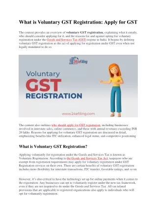 What is Voluntary GST Registratio1